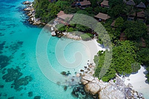 Aerial view of beautiful tropical Sunrise Beach in Koh Lipe, Thailand