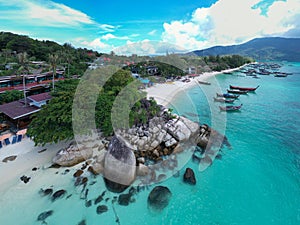 Aerial view of beautiful tropical Sunrise Beach in Koh Lipe, Thailand