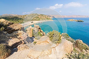 Aerial view on Vai palm beach in Crete island. Day foto