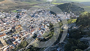 aerial view of the beautiful white village of Espera in the province of Cádiz, Andalusia.
