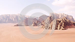 Aerial view of the bedouin camps in Wadi Rum,Jordan.