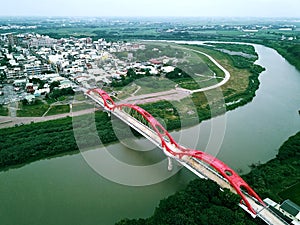 Aerial view of Beigan Tourist Bridge. Beigan, Yunlin, Taiwan