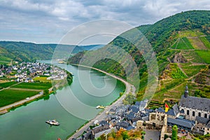 Aerial view of Beilstein from Burg Metternich, Germany