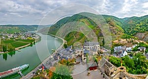 Aerial view of Beilstein from Burg Metternich, Germany