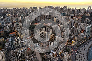 Aerial View of Beirut Lebanon, City of Beirut, Beirut city scape