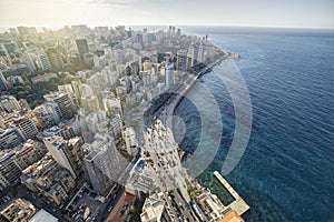 Aerial View of Beirut Lebanon, City of Beirut, Beirut city scape photo