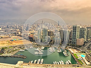 Aerial View of Beirut Lebanon, City of Beirut, Beirut city scape