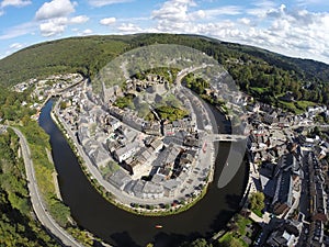 Aerial view on belgian city La Roche-en-Ardenne photo