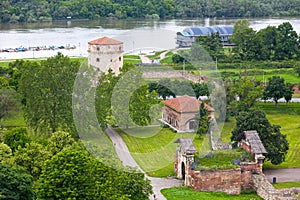 Aerial view of the Belgrade Fortress along the Danube