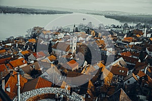 Aerial view of Belgrade, Serbia, showcasing the cityscape.