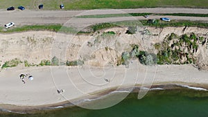 Aerial view of belize ocean cost drone tilt down