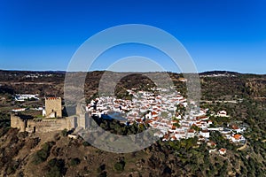 Aerial view of the Belver Castle Castelo de Belver and village in Portugal