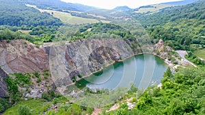 Letecký pohled na jezero Benatina, Slovensko