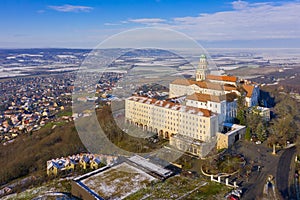 Aerial view of the Benedictine Pannonhalma Archabbey on the top of Mount of Saint Martin. photo