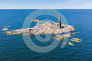 Aerial view of BengtskÃÂ¤r lighthouse in Gulf of Finland photo