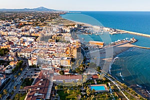 High angle view of Benicarlo, city on Mediterranean Coast in Spain photo