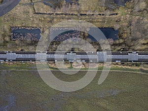 An aerial view of the Bennerley Viaduct near Awsworth, Nottinghamshire