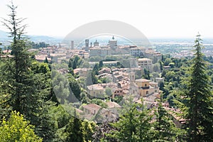 Aerial view of Bergamo Alta Italy