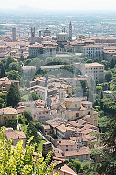 Aerial view of Bergamo Alta Italy