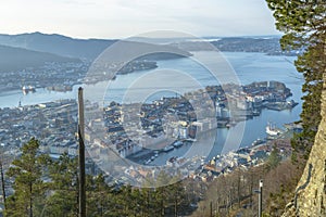 Aerial View of Bergen in a Sunny day.