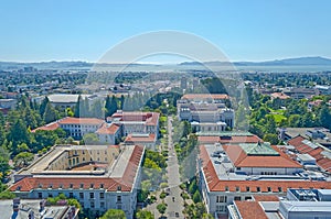 Aerial View of Berkeley University Campus and San Francisco Bay