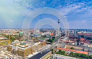 Aerial view of Berlin cityscape from drone, Germany