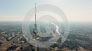 Aerial View of Berlin Cityscape with TV Tower on Alexanderplatz in Germany