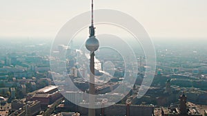 Aerial View of Berlin Panorama with TV Tower Fernsehturm and City Hall, Germany