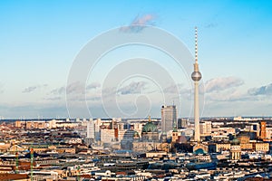 Aerial view of Berlin skyline, Germany tv tower Fernsehturm