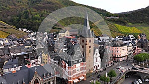 Aerial view of Bernkastel-Kues, Moselle River, Moselle Valley, Rhineland-Palatinate, Germany