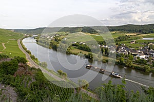 Aerial view of BernKastel-Kues at the river Moselle in Germany