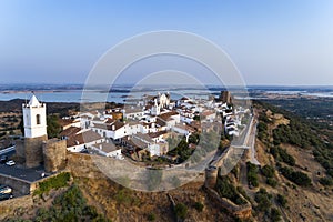 Aerial view of the beutiful historical village of Monsaraz, in Alentejo, Portugal