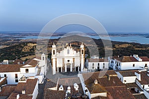 Aerial view of the beutiful historical village of Monsaraz, in Alentejo, Portugal photo