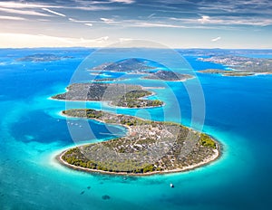 Aerial view of beutiful islands in thr sea at sunny day