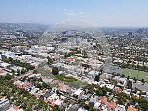 Aerial view of Beverly Hills, California, Los Angeles County. Home to many Hollywood stars.