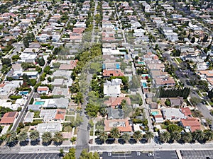 Aerial view of Beverly Hills, California, Los Angeles County. Home to many Hollywood stars.