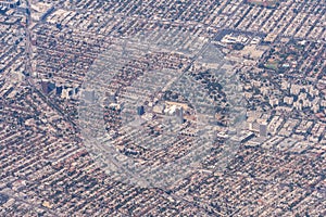 Aerial view of Beverly Hills California and the Miracle Mile