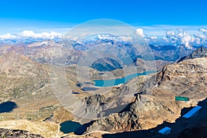 Aerial view of Bianco lake from Diavolezza photo