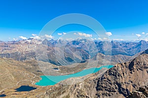 Aerial view of Bianco lake from Diavolezza photo