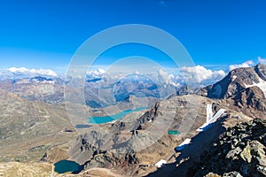 Aerial view of Bianco lake from Diavolezza photo