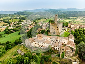 Aerial view of Bibbiena town, located in the province of Arezzo, Tuscany, the largest town in the valley of Casentino