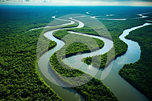 aerial view of the big Amazon Rainforest generative AI