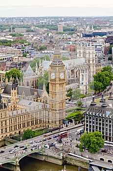 Aerial View of the Big Ben, Houses of Parliament, London