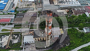 Aerial view of big factory chimney