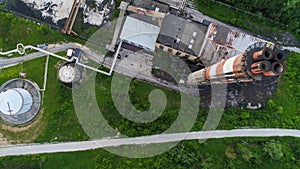 Aerial view of big factory chimney