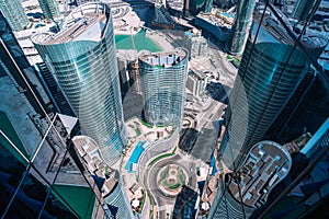 Aerial view of big modern city | Abu Dhabi city Al Reem Island | Middle East travel destinations | United Arab Emirates