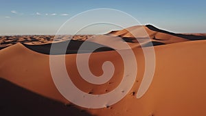 Aerial view on big sand dunes in desert