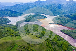 Aerial view of a big waste decanting lake