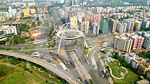 Aerial view of Biswa Bangla gate or Kolkata Gate on the main arterial road