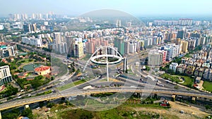 Aerial view of Biswa Bangla gate or Kolkata Gate on the main arterial road